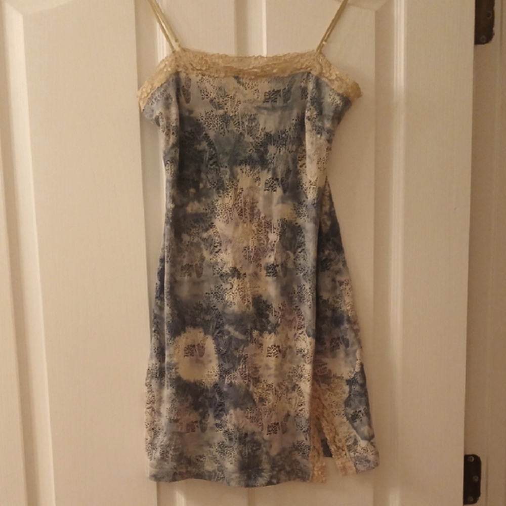 Anti-Flirt PARIS Blue and Cream Spaghetti StraP Mini Dress